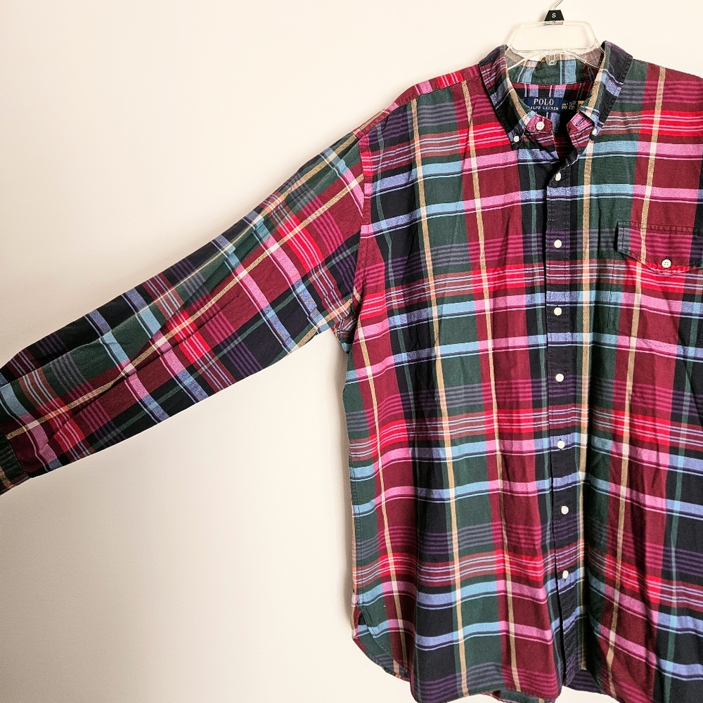 Polo by Ralph Lauren Big & Tall Men's Red & Green Multicolor Plaid Shirt 3XLT - Picture 4 of 5
